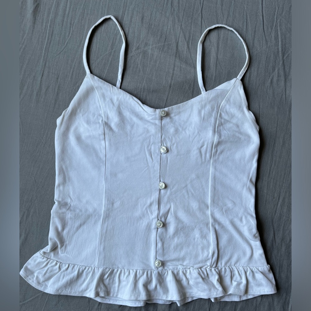 Guess white corset style top with ruched back